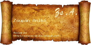 Zsupán Anikó névjegykártya